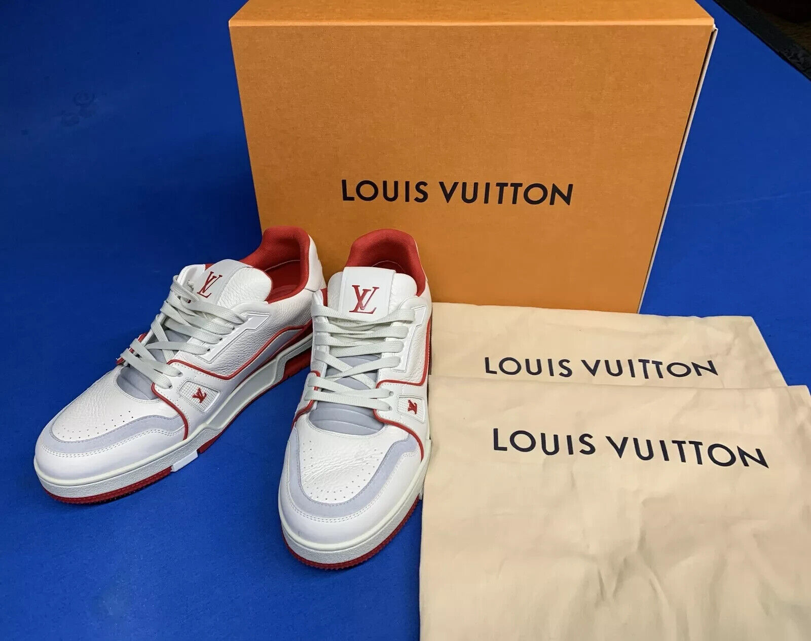 Louis Vuitton Trainers #54 Signature Red & White W/ Box Louis Vuitton Trainers #54 Signature Red & White W/ Box