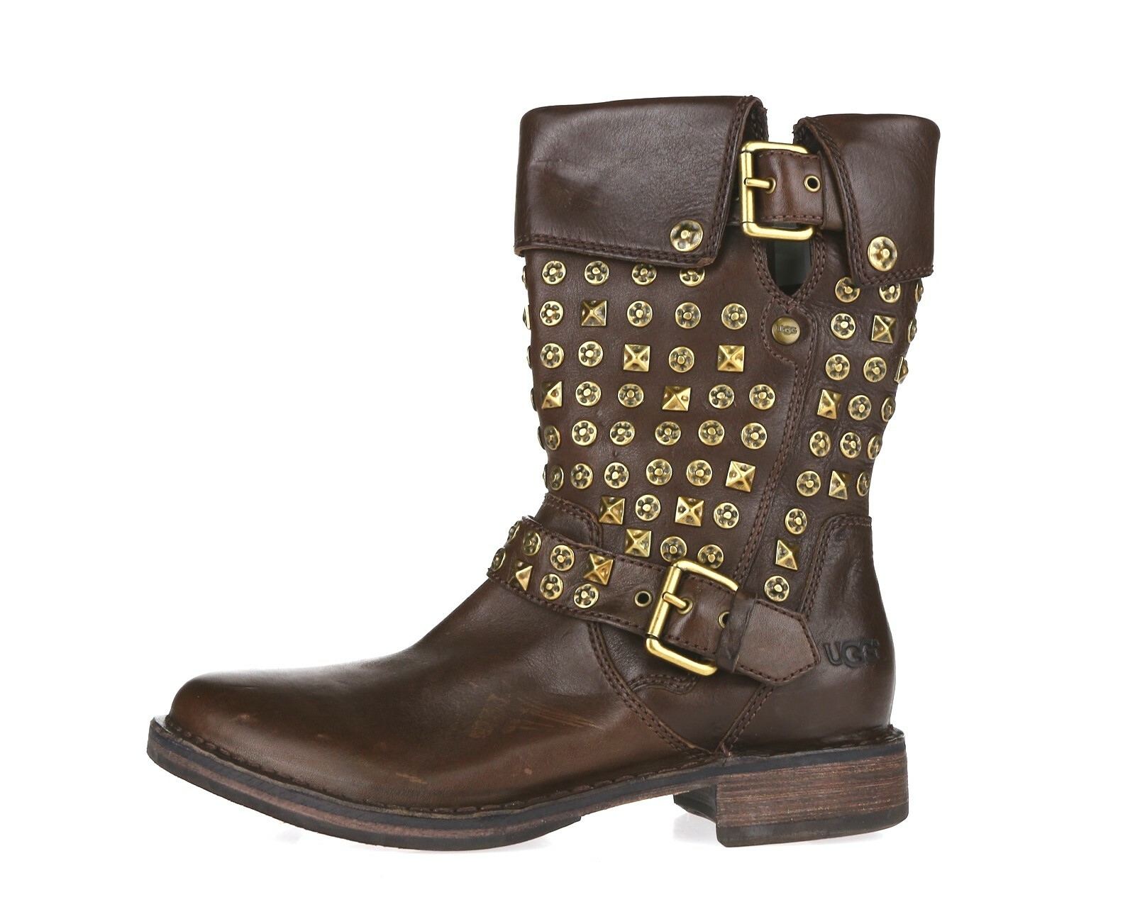 Womens UGG AUSTRALIA CONOR 228779 brown leather studded moto boots size 6.5