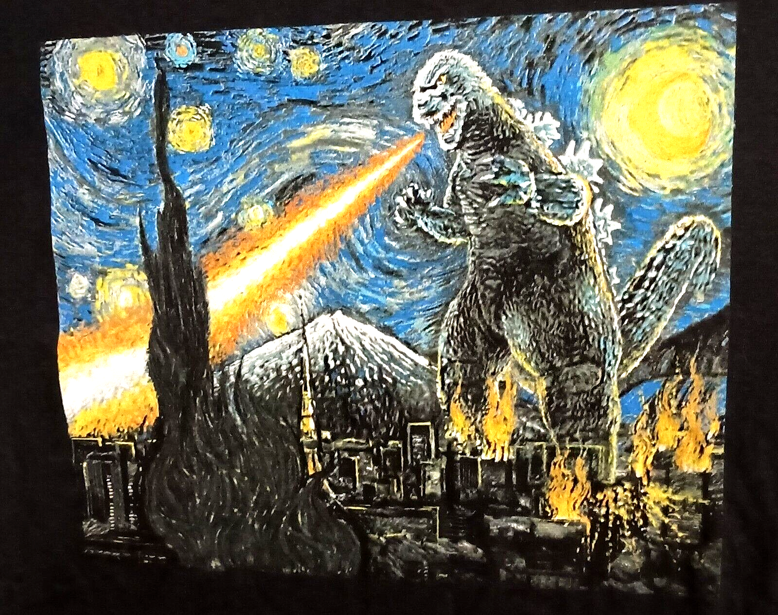 Godzilla Japanese Kaiju Monster Stary Night Parody TOHO T Godzilla Japanese Kaiju Monster Stary Night Parody TOHO T
