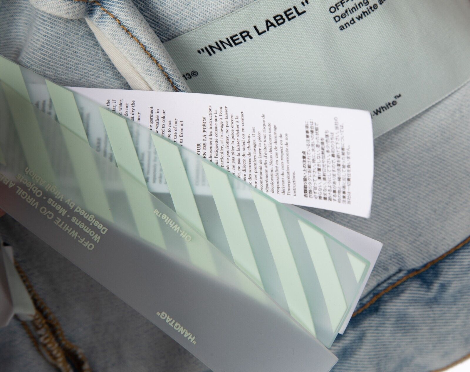 NWT OFF-WHITE C/O VIRGIL ABLOH Main Label Fringe Denim NWT OFF-WHITE C/O VIRGIL ABLOH Main Label Fringe Denim