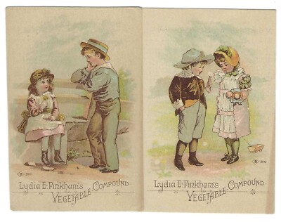 2 VICTORIAN TRADE CARDS VEGETABLE COMPOUND, LYDDIA E PINKHAMS PA