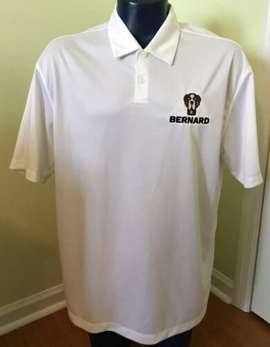 Nike Golf Sport Dri Fit White Texture Polo St Bernard Embroidered Logo XL Dog