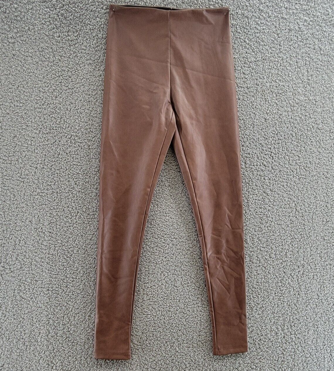 Aqua Faux Leather High Waist Leggings Women's XS Walnut Elastic Waist Pull On - Picture 2 of 15