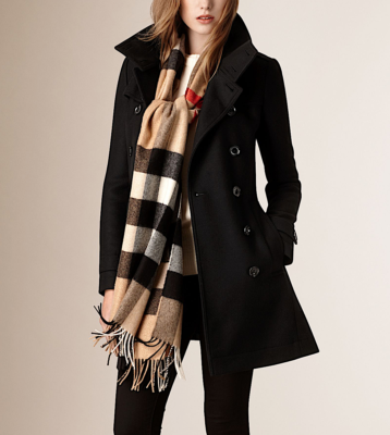 Burberry long cheap black coat