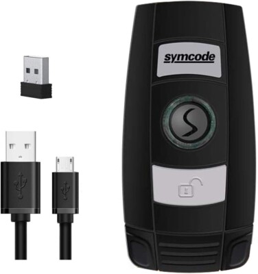 Symcode 2D Black 2D Mini Portable Bluetooth Wireless Barcode Scanner w/ dongle