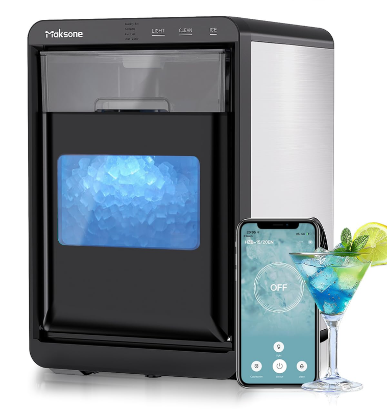 Nugget Ice Maker Countertop,44Lbs/Day,Self-Cleaning Ice Machine with Pebble Ice,One-Click Operation,For Home/Kitchen/Office
