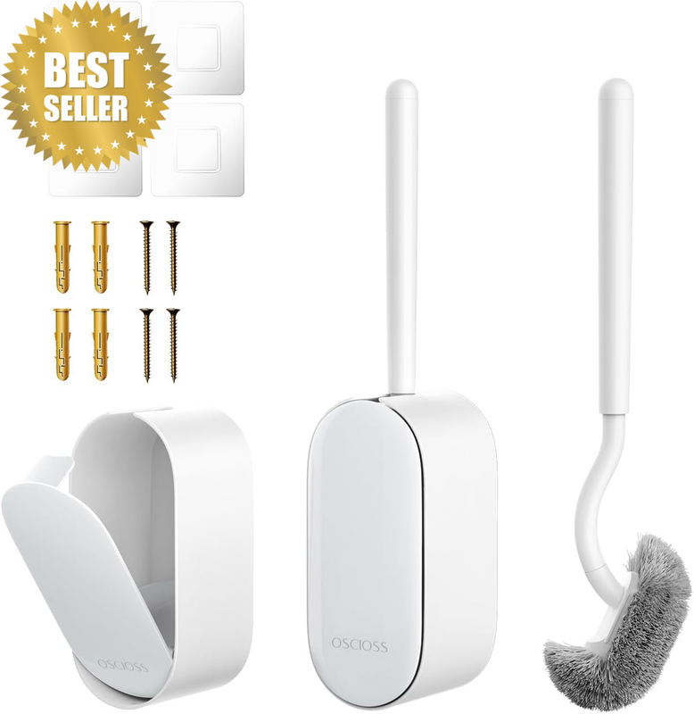 Bathroom Toilet Brush,  Toilet Cleaner Brush [2 Pack] with Ergonomic Design, Com