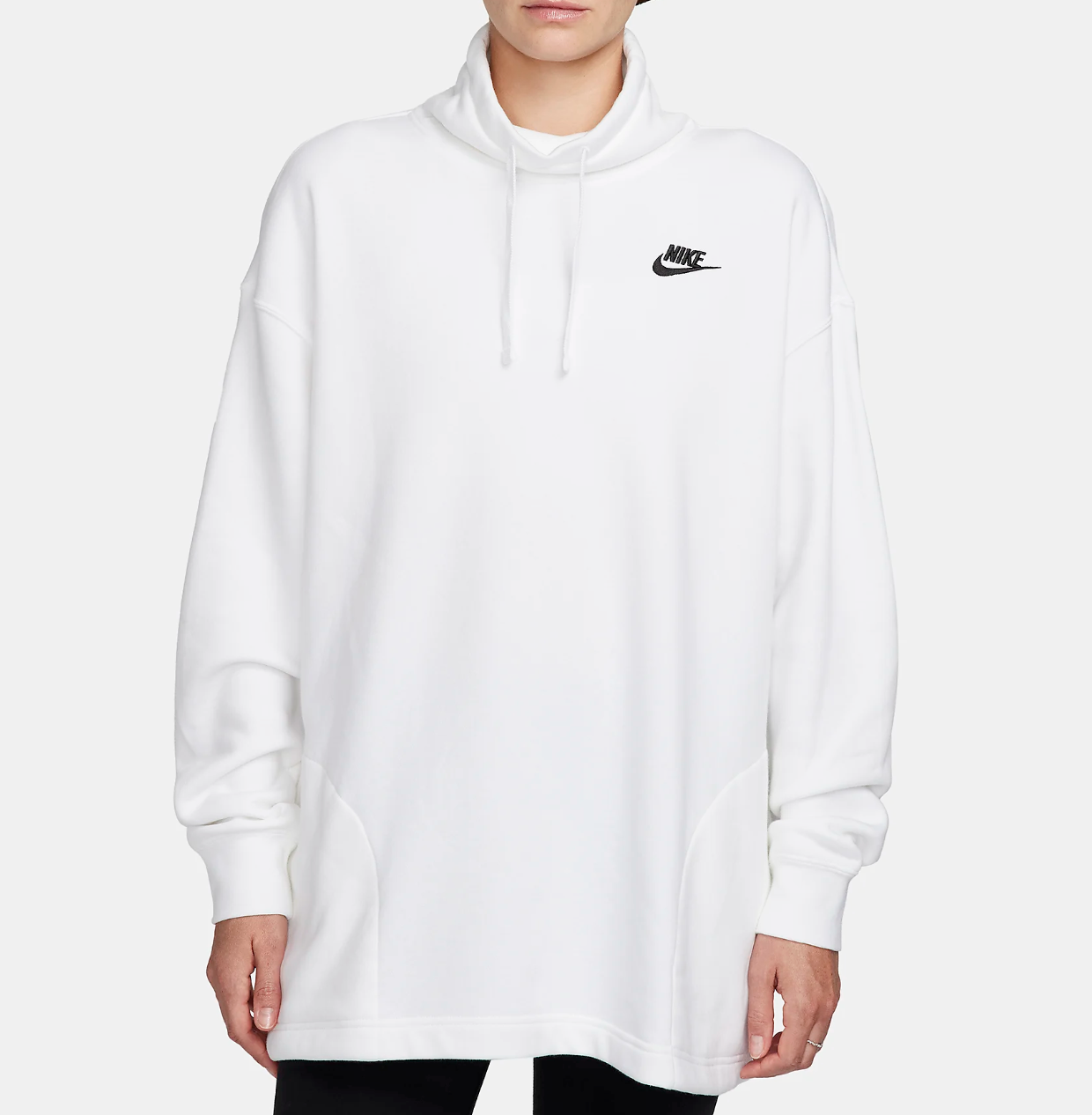 Nike Women' White Club Fleece Oversized Mock-Neck Sweatshirt Nike Women' White Club Fleece Oversized Mock-Neck Sweatshirt
