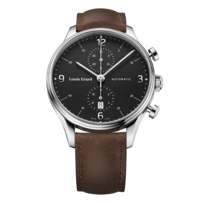 Pre-owned Louis Erard Louiserard Heritage, M, Strp Brn, Blk Chrno-d,s/s-b,m A