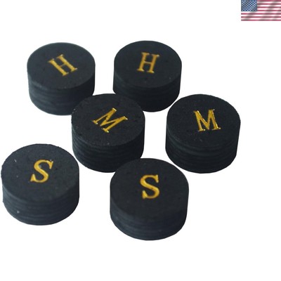 6pcs 14mm Black Multiple Layer Pigskin Pool Cue Tips H M S