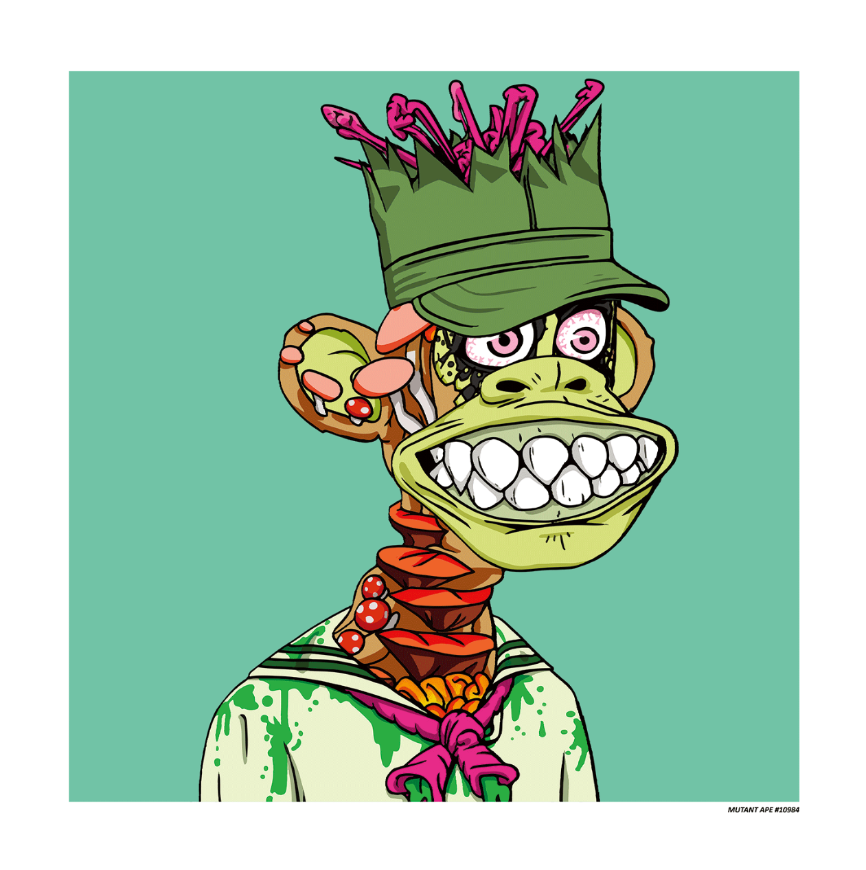 パネル BAYC Mutation 492 - 3D Lenticular Print Bored Ape Yacht Club BAYC x MAYC x BNG - Mutation 492 - 3D