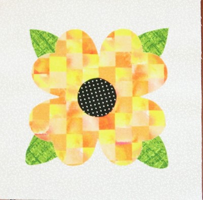 9 SCRAPPY JEWEL TONE MOSAIC FLOWER BLOSSOM 6½“ WHITE QUILT TOP BLOCKS #11318V