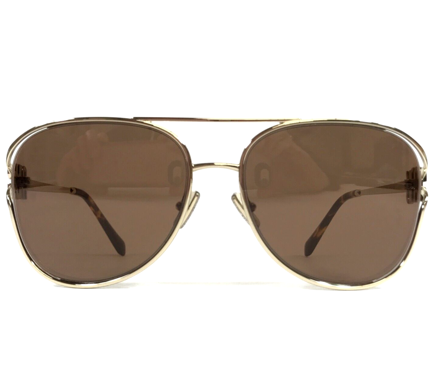 Pre-owned Miu Miu Sunglasses Smu52z Zvn-70d Pale Gold Aviator Frames W Brown Violet Lenses