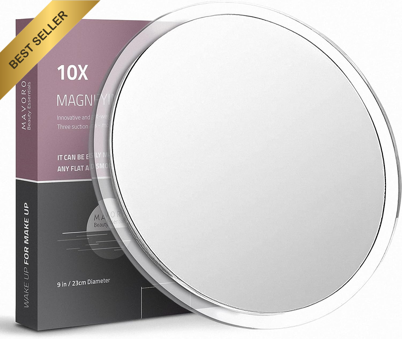 10X Magnifying Mirror 22.5Cm Portable Travel Cosmetic w/ 3 Suction Cups