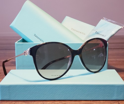 Pre-owned Tiffany & Co . Tf 4127 8134/3b Havana/blue & Brown Sunglasses