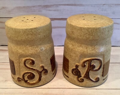1970's Pottery Craft USA Salt & Pepper Shakers Stoneware Robert Maxwell