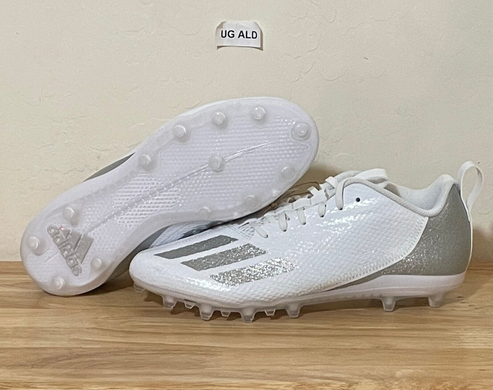 Adidas Adizero Spark Molded White/Silver Football Cleats Adidas Adizero Spark Molded White/Silver Football Cleats