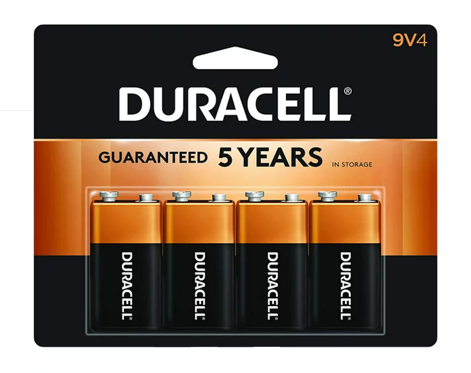 NEW Duracell Coppertop 9 Volt Alkaline Batteries 4 Count Pack