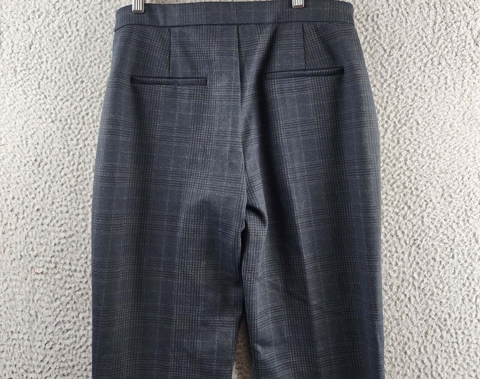 Kobi Halperin Lisa Cropped Check Cigarette Pants Women's 6 Navy Zip Hook & Bar - Picture 14 of 14