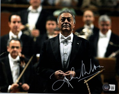 ZUBIN MEHTA SIGNED 8X10 PHOTO BECKETT BAS COA CONDUCTOR THREE TENORS 3
