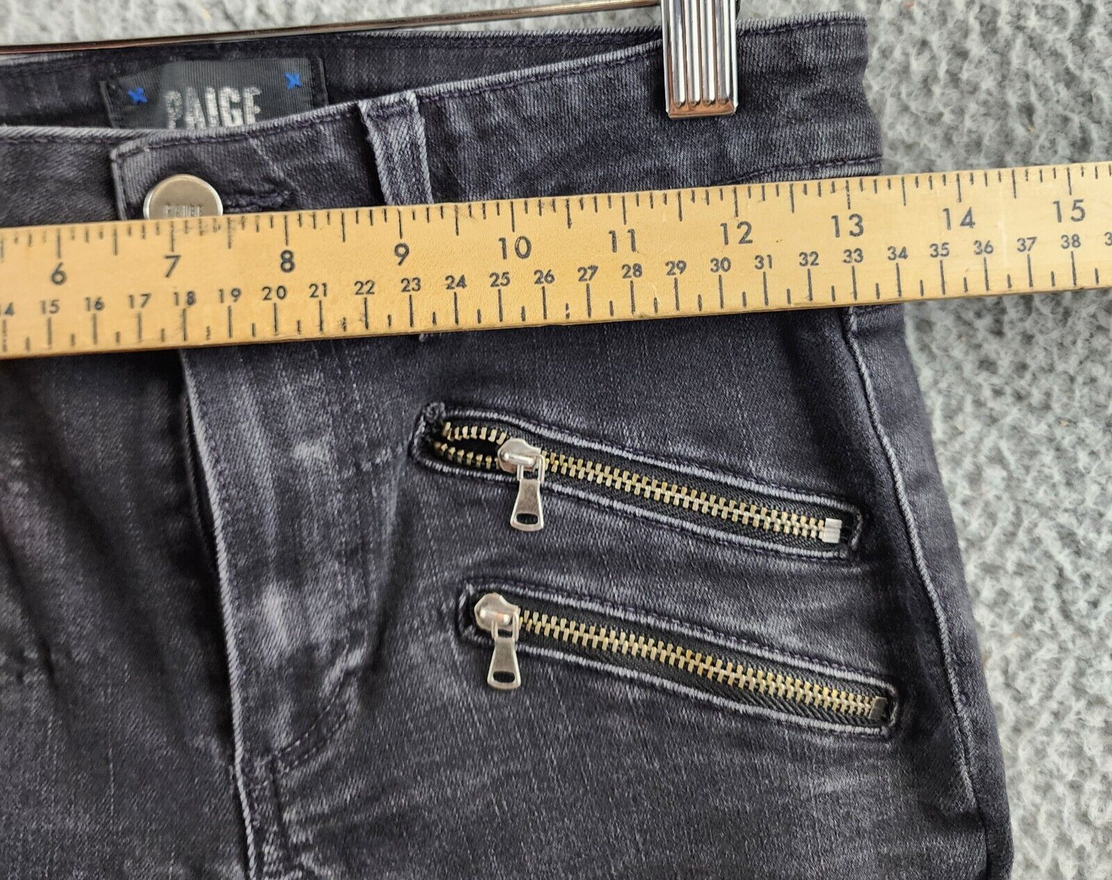 PAIGE Edgemont High Rise Ankle Straight Jeans Women's 27 Scorpio Zip Pockets - Picture 6 of 16