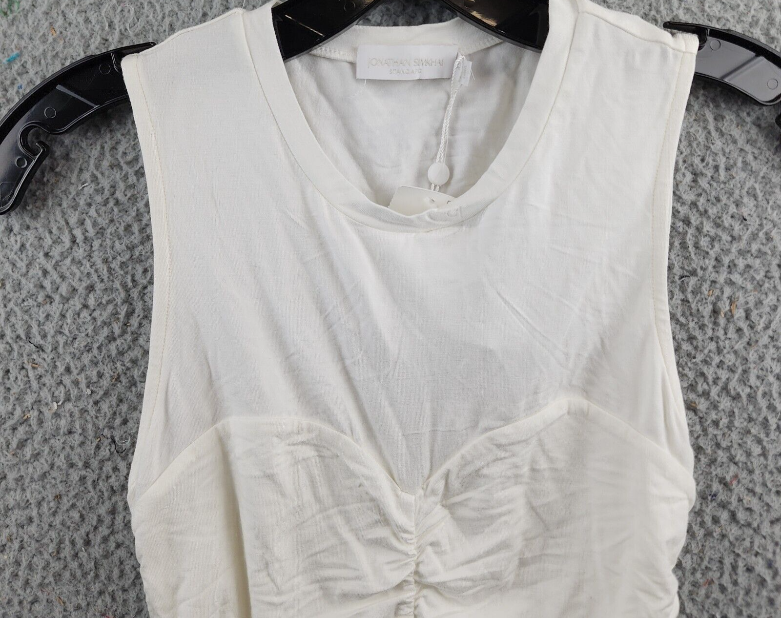 Jonathan Simkhai Kristiana Sleeveless Ruched Tank Top Women's XS White Pullover - Picture 3 of 16