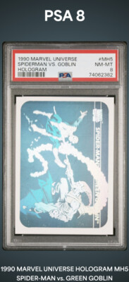 1990 Impel Marvel Universe Hologram MH5 Spider-Man vs Green Goblin PSA 8 NM-MT