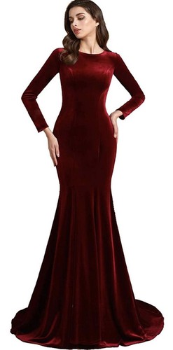 スーツ・フォーマル・ドレス acka velour long dress SSPbridal Size 20/22 Formal Red Velvet Dress Train Long