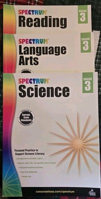 Carson Dellosa Spectrum Grade 3 Workbook Lot of 3: READING, LANG.ARTS, & SCIENCE