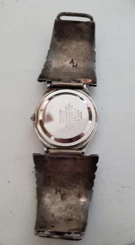 VTG Signed HY Sterling Mens Navajo Turquoise Watch Southwest Traditions CITIZENS