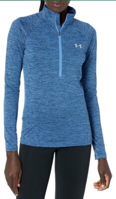 Under Armour Tech 1/2 Zip Twist Pullover Womens Size L Blue Long Sleeve New
