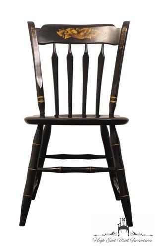 ETHAN ALLEN Hand Decorated Black & Gold Hitchcock Style Arrow Back