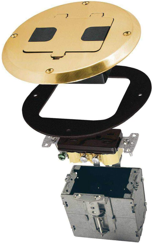 6239BP Floor Kit with Recessed Duplex 15A TR Device and Adjustable Steel Box, 1-
