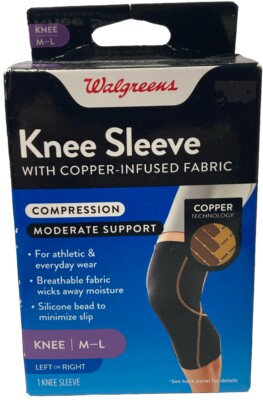 New Walgreens Compression Knee Sleeve Copper Infused M/L size #2523