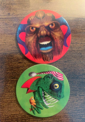 Monster Caps Lot 2 Pogs Same Number 35 Misprint Art Set Fun Group Minotaur Fish