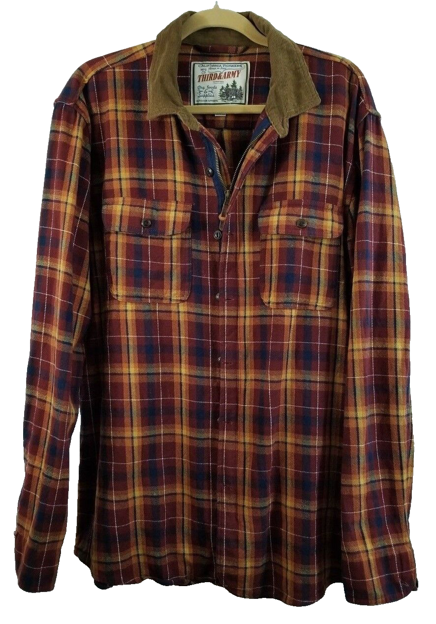 3rd & Army Shirt/Jacket Zipper/Button Front Men's Sz XXL