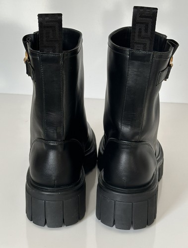 Pre-owned Versace $1300  Leather Black Leather Ankle Boots 9 Us (39 Euro) 1002863 Spain