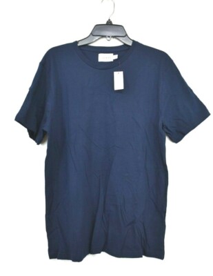 Topman Navy Crew Neck Tee Shirt Short Sleeves Cotton Casual T-Shirt Blue Mens M