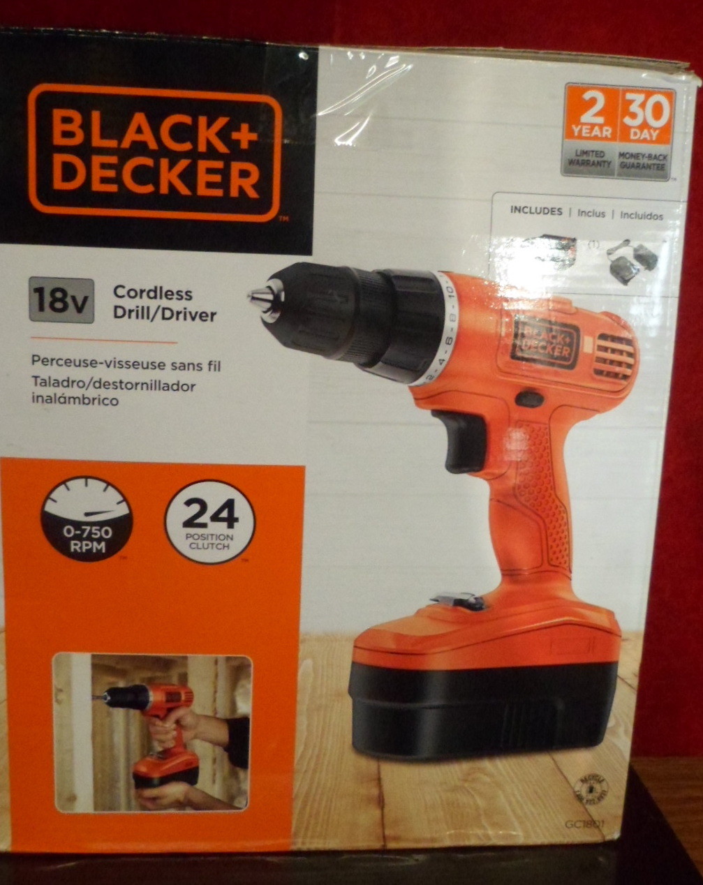 Cordless Drill-Driver Genuine BLACK+DECKER GC1801 18-Volt Ni-Cad Keyless Durable