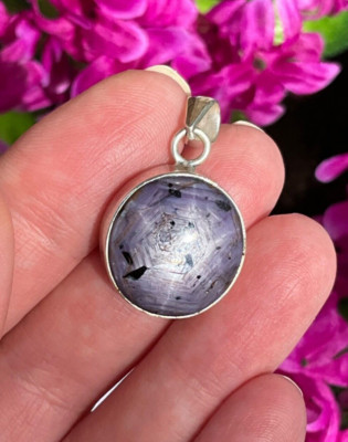 Sterling Silver Star Ruby Pendant Artisan Handcrafted