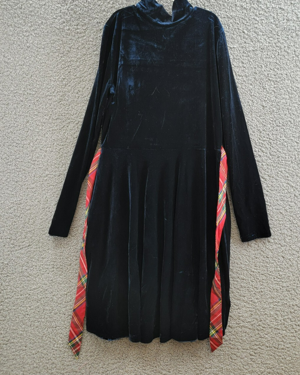 Polo Ralph Lauren Velvet High-Neck Mini Dress Girls' XL (16) Navy Button Neck - Picture 2 of 17