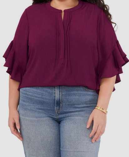 ヴィンスカムート Vince Camuto Pintuck Flutter Sleeve Henley Blouse レディース シャツ トップス O Vince Camuto Women's Pintuck Flutter SLV Henley Blouse