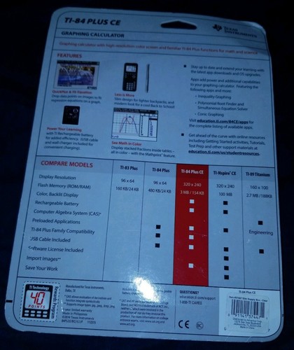 Texas Instruments TI-84Plus CE  Graphing Calculator BLACK