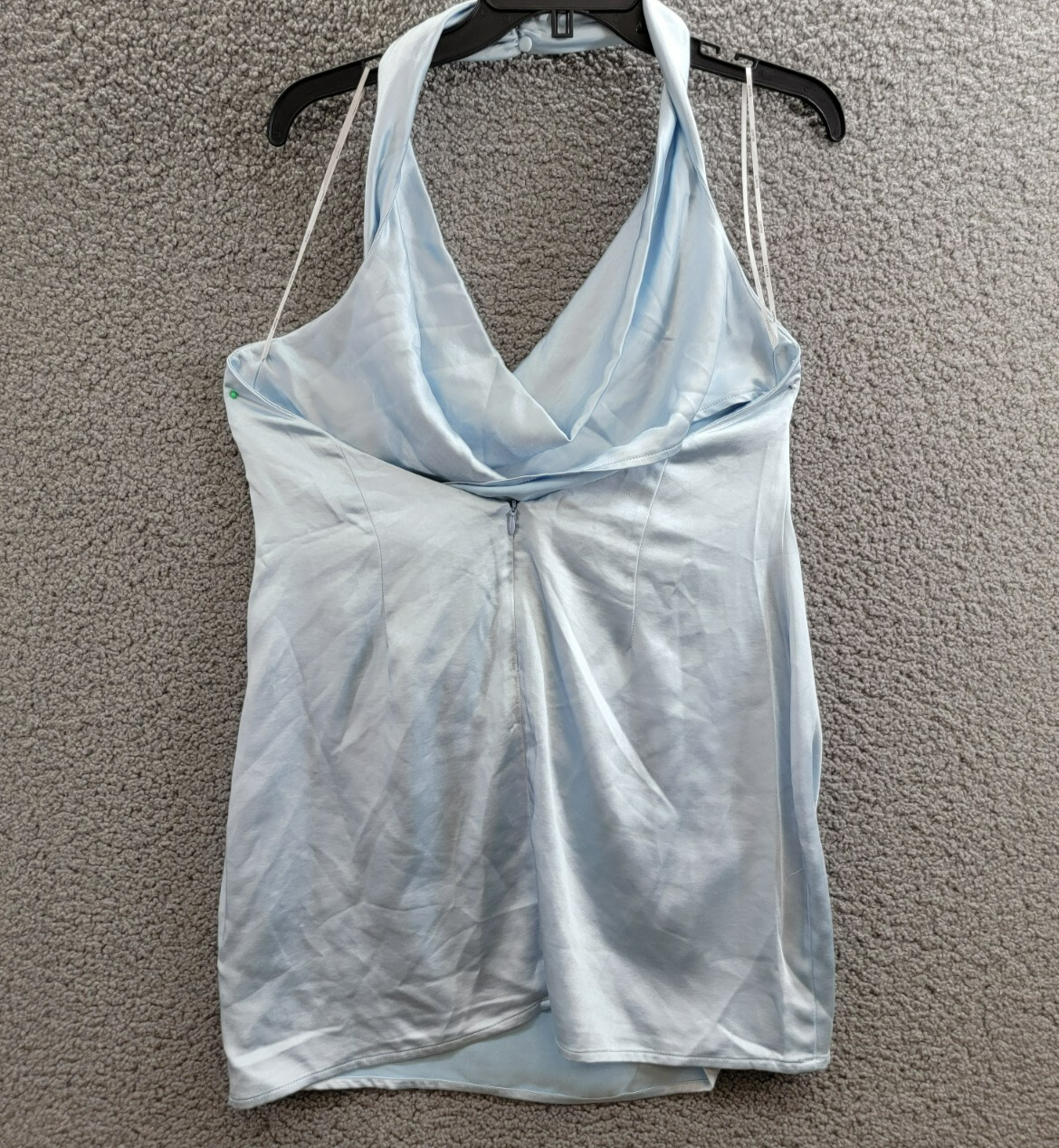 Elliatt Miami Cowl Neck Mini Dress Women's L Light Blue Button Neck Closure - Picture 10 of 18