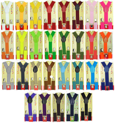 CUTE Baby Toddler Kids Children Boys & Girls Y-Back Elastic Suspenders 29 COLORS