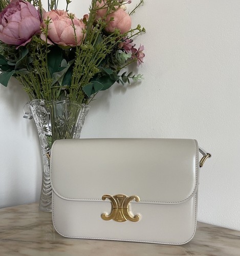 【CELINE】セール ミディアム CLASSIC ライトグレー CELINE Box Calfskin Medium Classic Box Flap Bag Light Grey