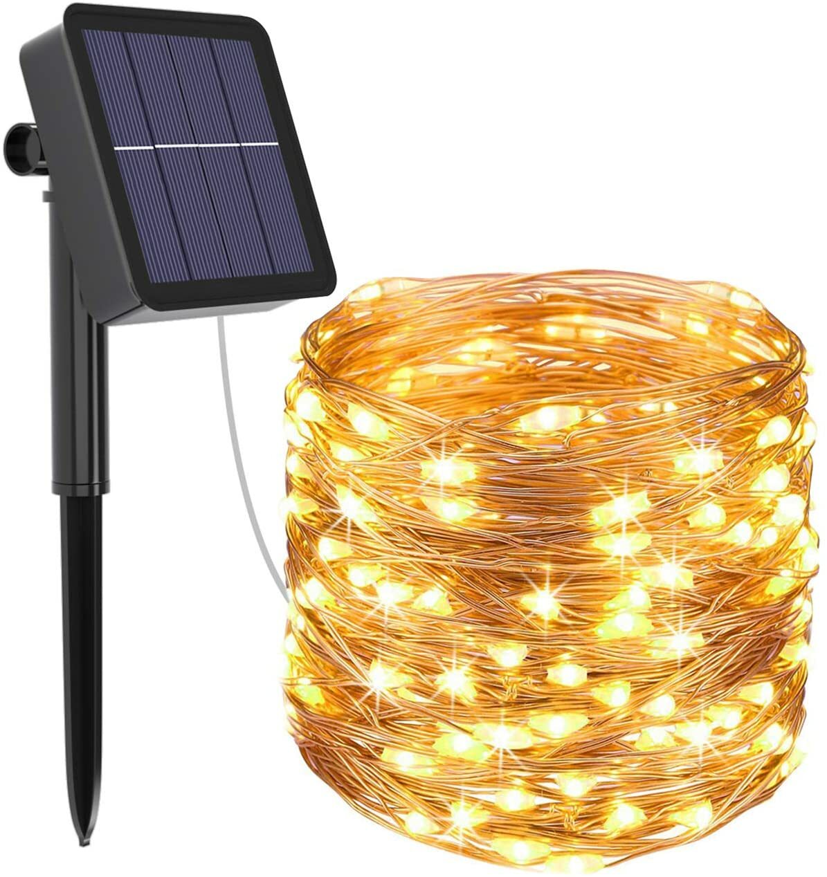 Solar Lichterkette 100 LED Solar Lichtschlauch Aussen Draht Garten Deko warmweiß