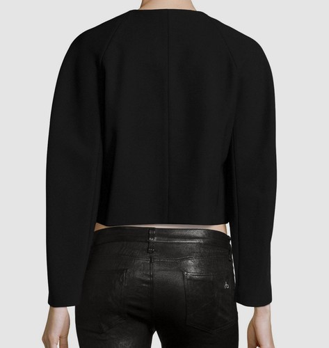 Pre-owned Proenza Schouler $1686  Women's Black Cropped Jacket Size 2