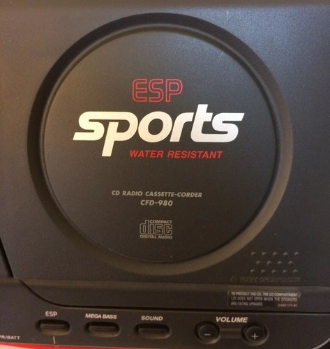Sony ESP sports water resistant mega bass CD FM/AM Cassette Boombox w/9V Adapter