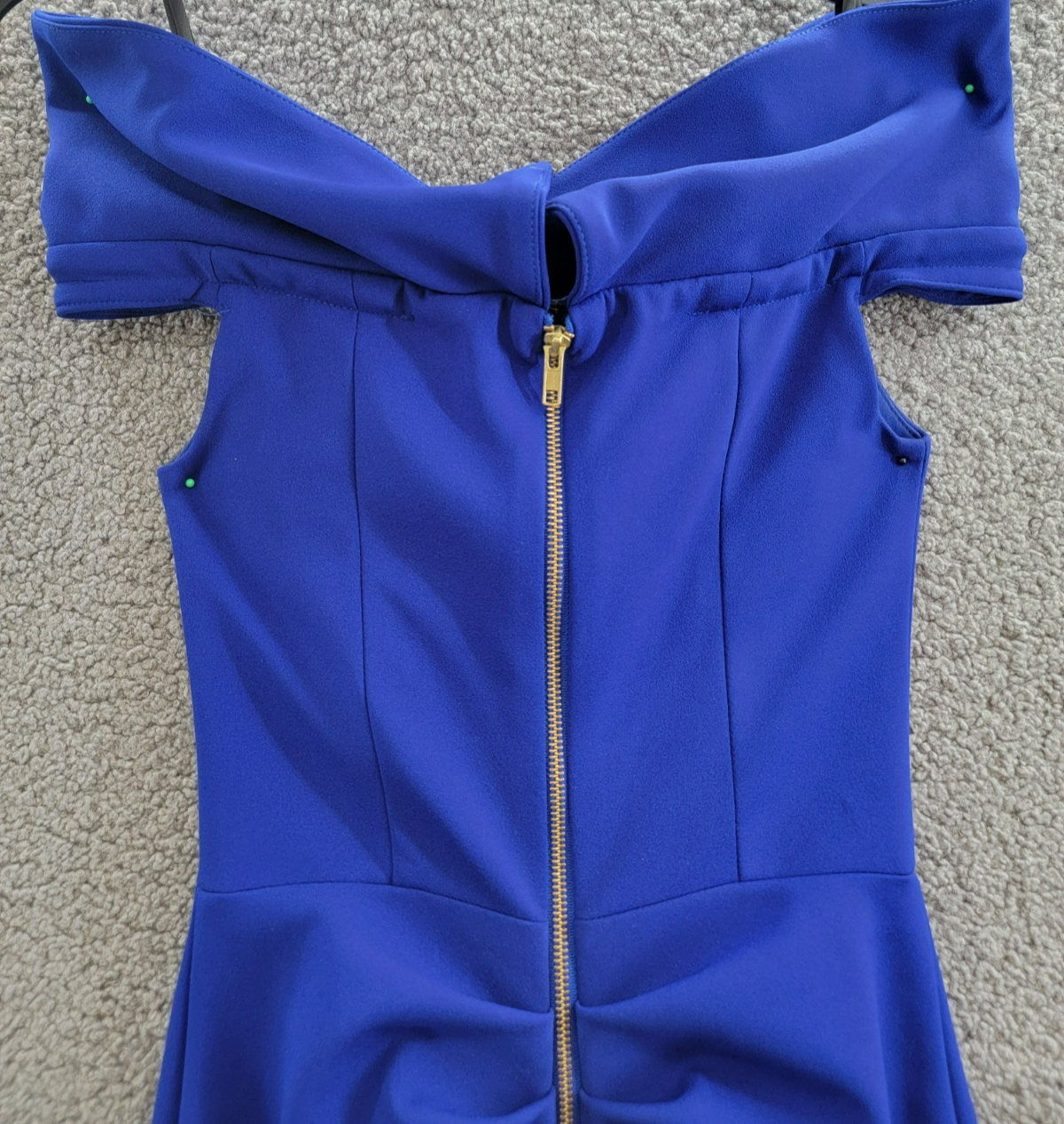 AQUA Off-the-Shoulder Scuba Crepe Gown Women's 2 Marine Back Zip Closure S/S - Picture 16 of 20